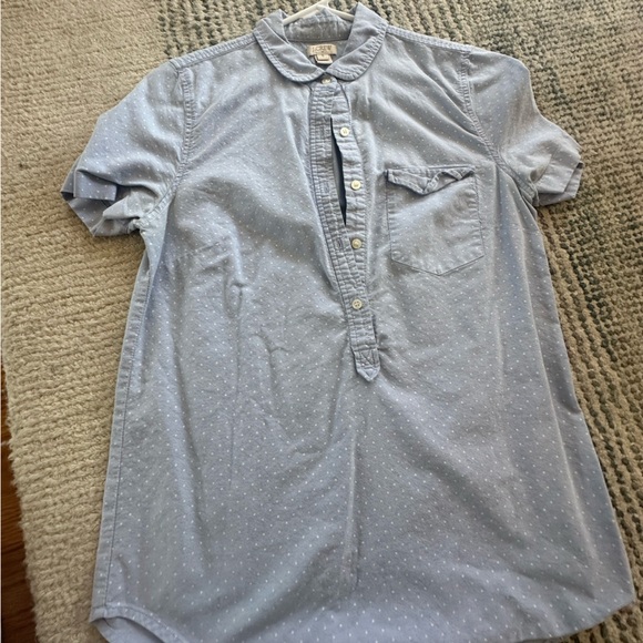 Jcrew blue denim polka dot polo - Picture 2 of 2